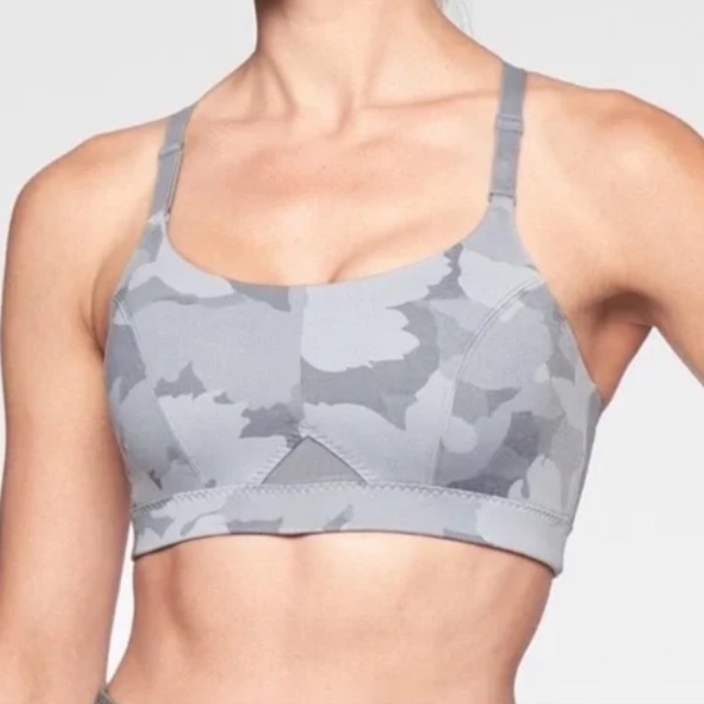 Athleta All In Sports Bra Gray Camo Print